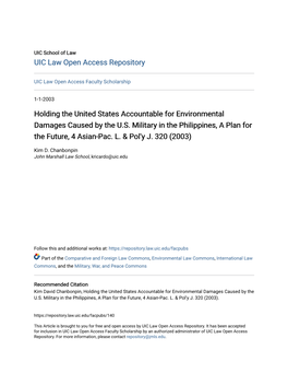 Holding the United States Accountable for Environmental Damages Caused by the U.S. Military in the Philippines, a Plan for the Future, 4 Asian-Pac