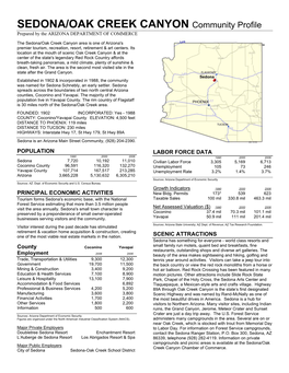 SEDONA/OAK CREEK CANYON Community Profile Prepared by the ARIZONA DEPARTMENT of COMMERCE