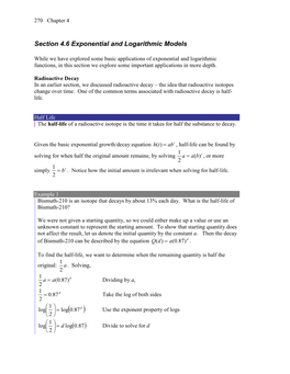 Section 4.6 Exponential and Logarithmic Models