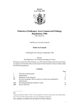 Fisheries (Challenger Area Commercial Fishing) Regulations 1986 (SR 1986/218)