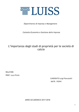 L'importanza Degli Stadi Di Proprietà Per Le Società Di Calcio