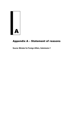 Appendix a – Statement of Reasons