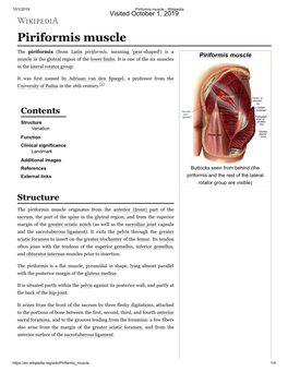 Piriformis Muscle - Wikipedia Visited October 1, 2019