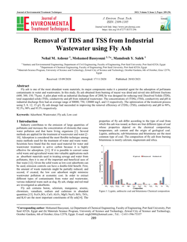 Removal of TDS and TSS from Industrial Wastewater Using Fly