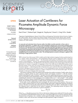 Laser Actuation of Cantilevers for Picometre Amplitude Dynamic