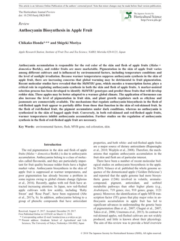 Anthocyanin Biosynthesis in Apple Fruit