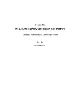 The L. M. Montgomery Collection in the Forest City