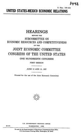 United States-Mexico Economic Relations Hearings