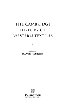 The Cambridge History of Western Textiles