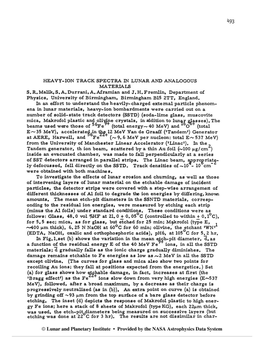 Heavy-Ion Track Spectra in Lunar and Analogous Materials S, R