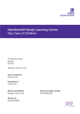 Hamiltonhill Family Learning Centr Ning Centre Day Care of Children