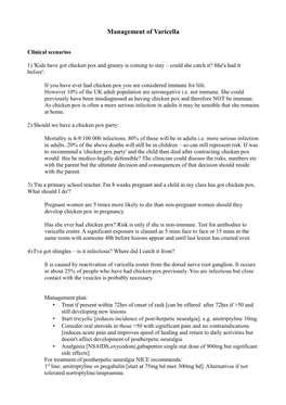 Management of Varicella