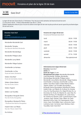 Horaires Et Trajet De La Ligne 30 De Train Sur Une Carte