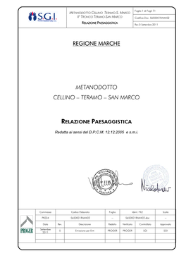 Regione Marche Metanodotto Cellino – Teramo – San Marco