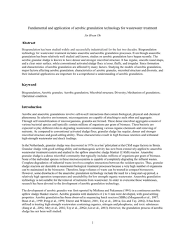 Fundamental and Application of Aerobic Granulation Technology for Wastewater Treatment