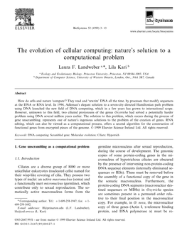 The Evolution of Cellular Computing: Nature's Solution to a Computational Problem