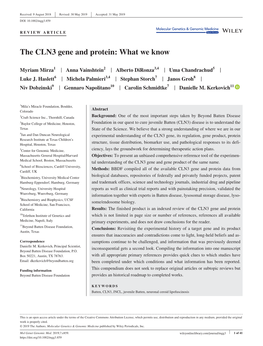 The CLN3 Gene and Protein: What We Know
