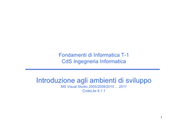 Introduzione Agli Ambienti Di Sviluppo MS Visual Studio 2005/2008/2010