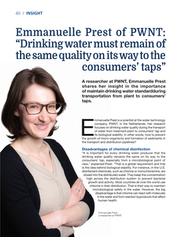 Emmanuelle Prest of PWNT: “Drinking Water Must Remain of the Same Quality on Its Way to the Consumers’ Taps”