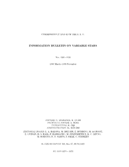 Information Bulletin on Variable Stars