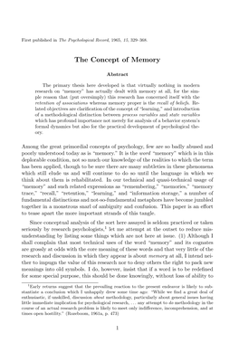 The Concept of Memory