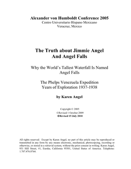 The Truth About Jimmie Angel & Angel Falls