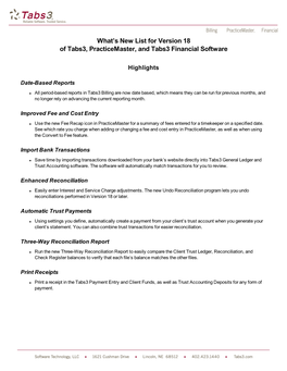 What's New in Tabs3 & Practicemaster Version 18