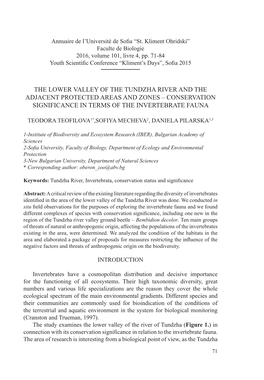 The Lower Valley of the Tundzha River and the Adjacent Protected Areas and Zones – Conservation Significance in Terms of the Invertebrate Fauna