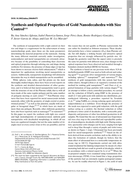 Synthesis and Optical Properties of Gold Nanodecahedra with Size Control**