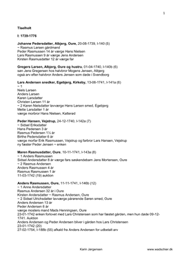 1 Tiselholt I: 1739-1776 Johanne Pedersdatter, Albjerg, Oure, 20-08
