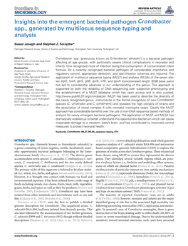 Insights Into the Emergent Bacterial Pathogen Cronobacter Spp., Generated by Multilocus Sequence Typing and Analysis