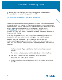IEEE Math Typesetting Guide for Latex Users