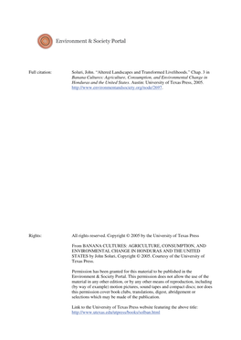 Chap. 3 in Banana Cultures: Agriculture, Consumption, and Environmental Change in Honduras and the United States