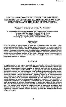 Status and Conservation of the Breeding Seabirds on Offshore Pacific Islands of Baja California and the Gulf of California