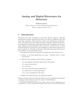Analog and Digital Electronics for Detectors
