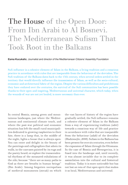 From Ibn Arabi to Al Bosnevi. the Mediterranean Sufism That Took Root in the Balkans