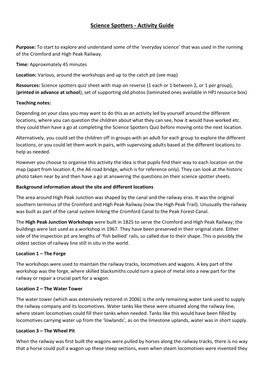 High Peak Junction Science Spotters Activity Guide and Resources