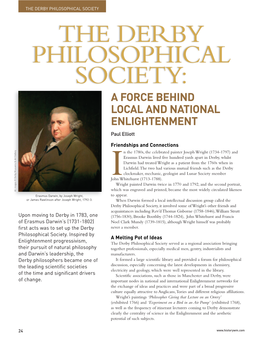 THE DERBY PHILOSOPHICAL SOCIETY: a FORCE BEHIND LOCAL and NATIONAL ENLIGHTENMENT Paul Elliott