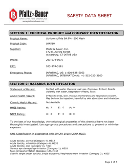 Safety Data Sheet