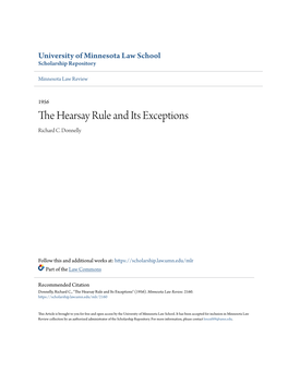 The Hearsay Rule and Its Exceptions, 2 U