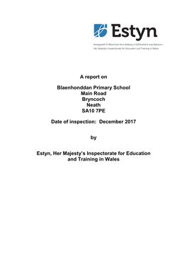 Inspection Report Blaenhonddan Primary School 2017