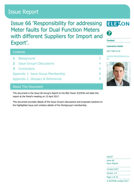 Issue 66 'Responsibility for Addressing Meter Faults for Dual Function