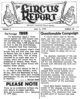 Circus Report, July 2, 1973, Vol. 2, No. 26