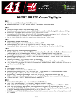 DANIEL SUÁREZ: Career Highlights
