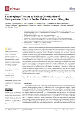 Bacteriophage Therapy to Reduce Colonization of Campylobacter Jejuni in Broiler Chickens Before Slaughter