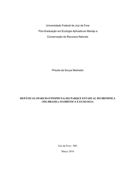 Universidade Federal De Juiz De Fora Pós-Graduação Em Ecologia