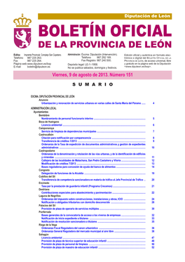 Boletín Oficial De La Provincia De León