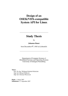 Design of an OSEK/VDX-Compatible System API for Linux Study Thesis