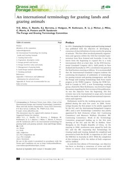 An International Terminology for Grazing Lands and Grazing Animals