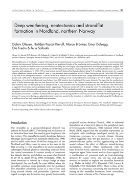 Deep Weathering, Neotectonics and Strandflat Formation in Nordland, Northern Norway 189
